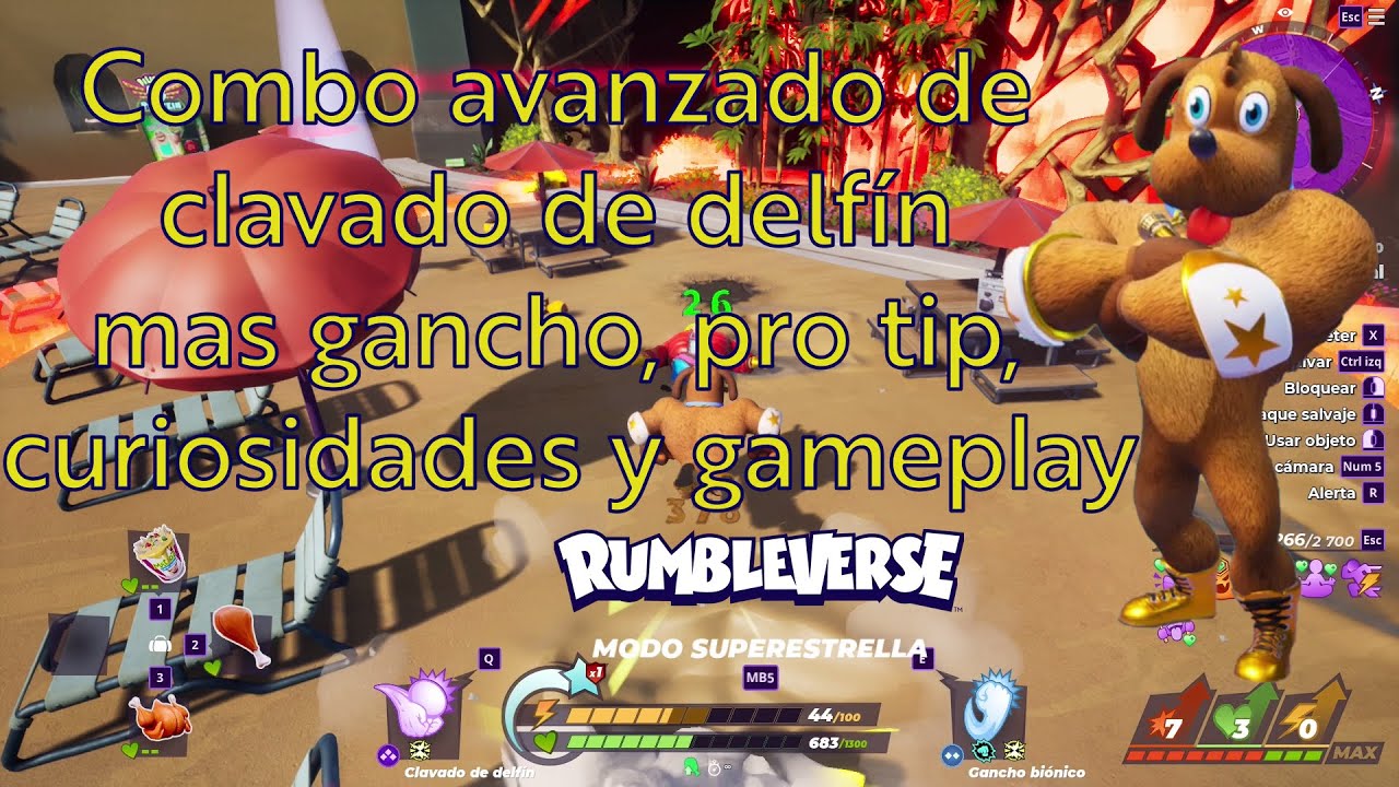 Tutorial y gameplay, combo de gancho con delfín en Rumbleverse y unos pro tips  :b