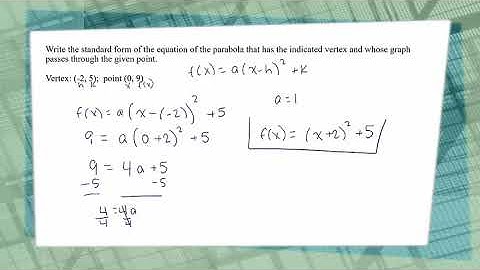 Writing Quadratic Equations Given the Vertex and One Point on the Graph