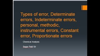 Errors in chemical analysis-II