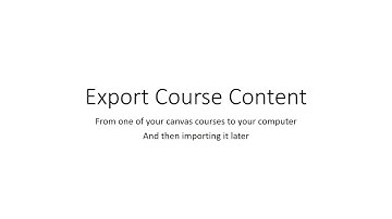 Export Course Content