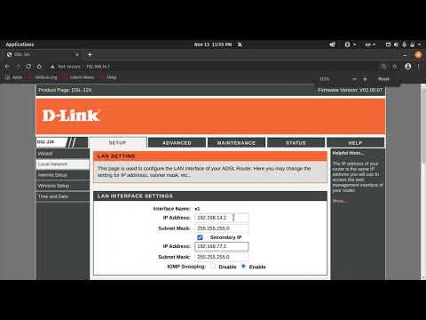 DLink DSL 124 | Configure the second IP Address of LAN Interface