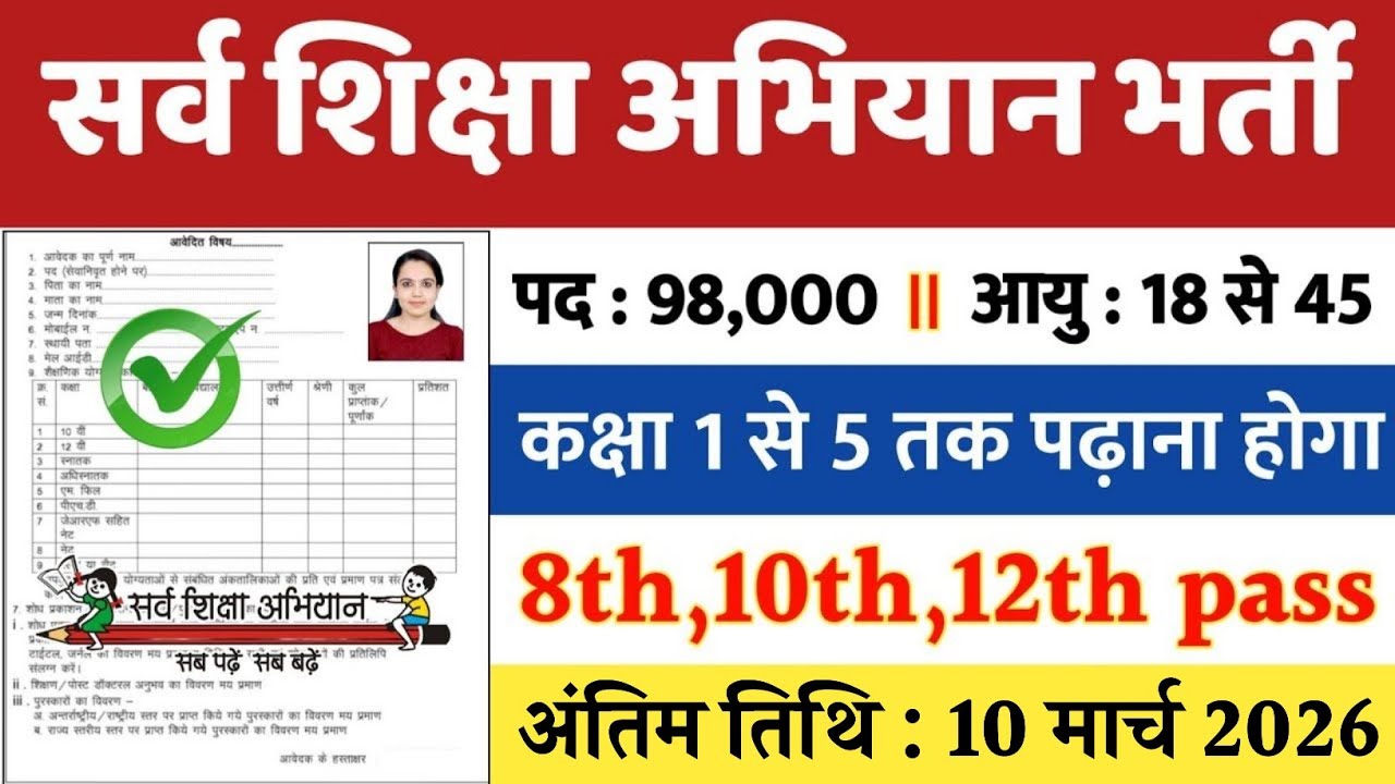 सर्व शिक्षा अभियान भर्ती 2026 || Apply online form || primary teacher vacancy || #govt_jobs_2026