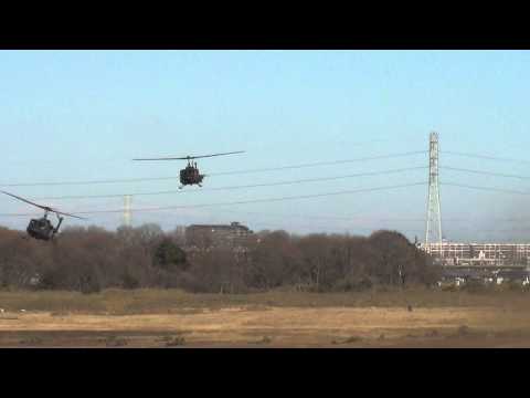 UH-1J負傷者収容＆ドアガン射撃擁護　第一空挺団空挺降下訓練始め JGSDF
