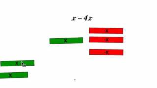 Like Terms :  Subtracting monomials using algebra tiles