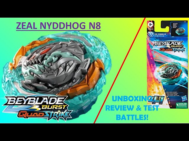 Beyblade Burst QuadStrike Zeal Nyddhog N8 Spinning Top Single Pack,  Battling Game Top Toy