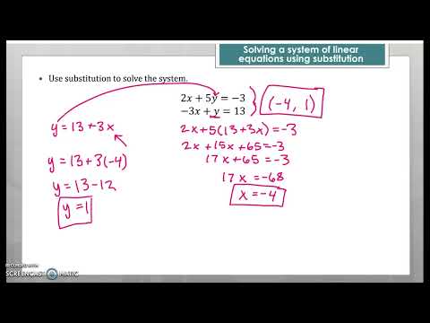 Solving a system of linear equations using substitutions - YouTube