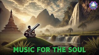 Relaxing Sitar Music | Calming Nature with Mountains & Waterfalls | Enlightened Echoes
