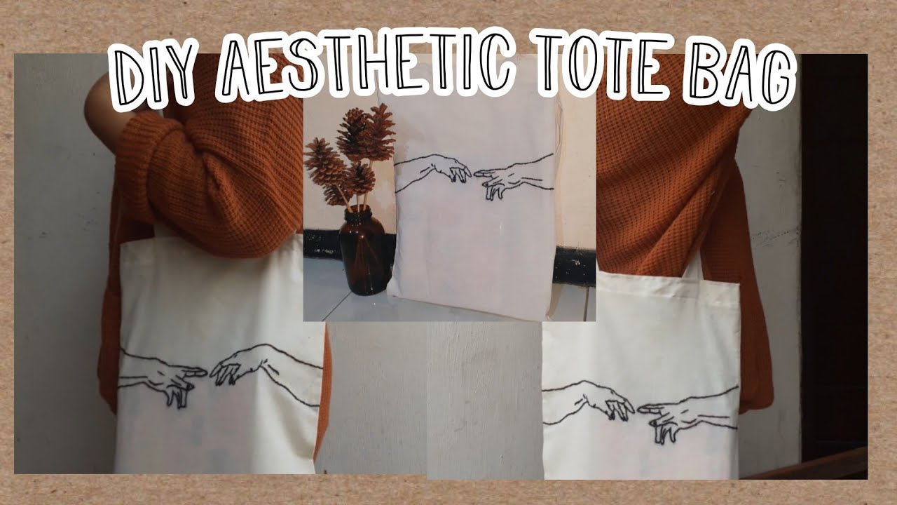  DIY AESTHETIC TOTE  BAG  cara  memperindah tote  bag  polos  