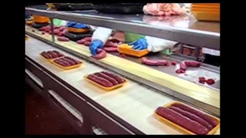 Single Sausage Hand Packing  to  Discharge Conveyor