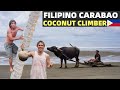 FILIPINO CARABAO MAN HELPS US - Beach Land Work In The Philippines (Coconut Climber)