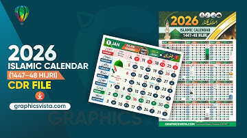 2026 Islamic New Year Hijri Calendar CDR File 1447-48 Hijri Calendar | Graphics Vista CDR