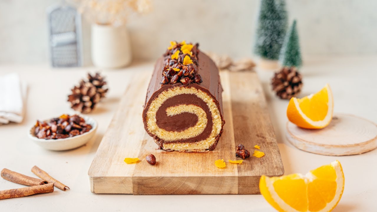 Bûche de Noël ganache au chocolat & crémeux à l'orange