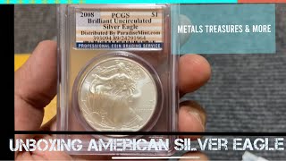 Unboxing a 2008 PCGS Graded American Silver Eagle 1 oz. Round #preciousmetal #silver #preciousmetals