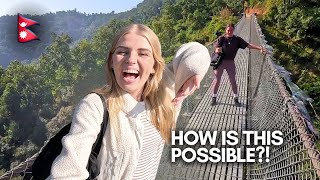 First time on an Suspension bridge in Pokhara, Nepal🇳🇵(CRAZY)