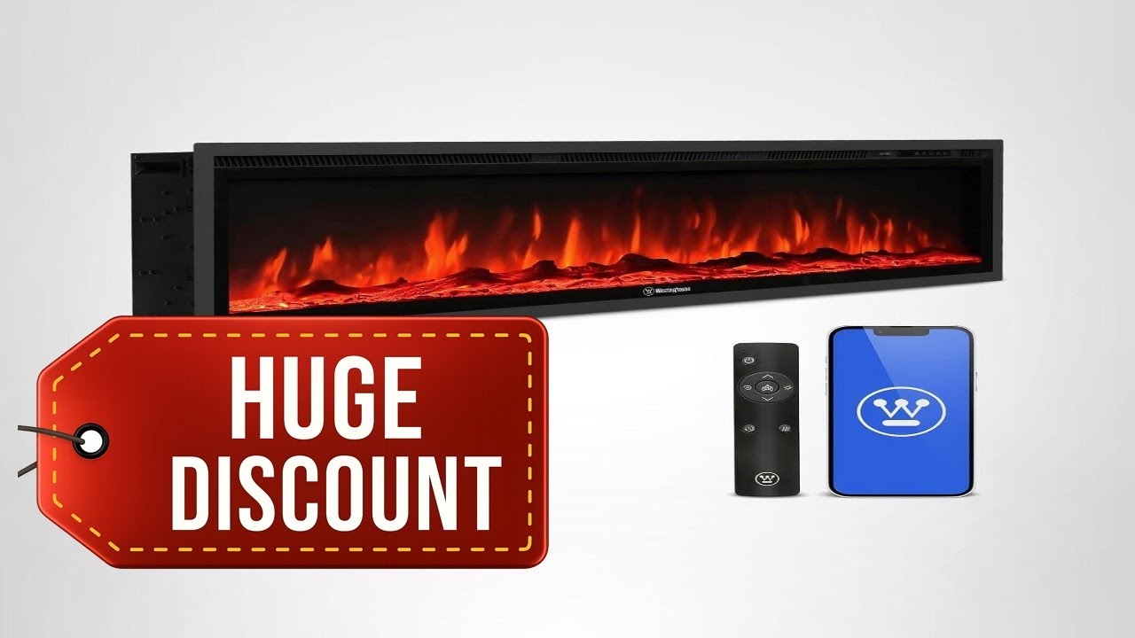 Westinghouse 60 Inch Electric Fireplace Heater Compatible with Alexa & Google Home - B0F8HPD9NX