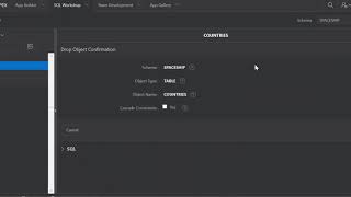 Oracle Apex 19.1 -  Delete a table (Drop)