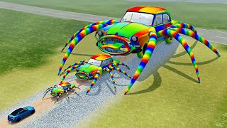 Cars Dirty Road with RAINBOW CAR EATER - BeamNG.Drive