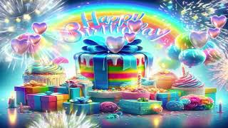 Happy birthday song countdown birthday 4K video happy birthday 3D animated cake rainbow