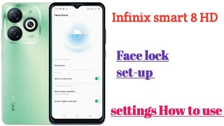 infinix smart 8 HD Face lock set-up settings features || How to use