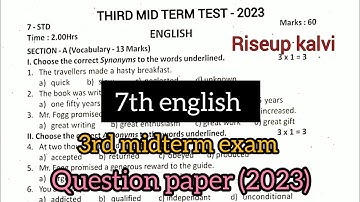 7th english third midterm exam question paper 2023
