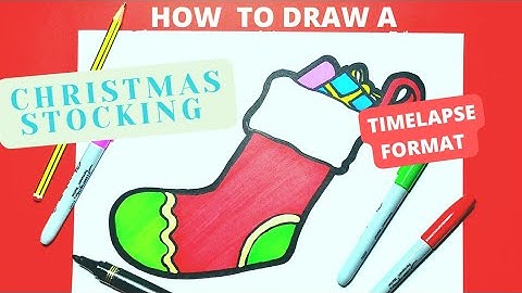 How to Draw a Christmas Stocking in Timelapse Format. Video is to draw and colour to.