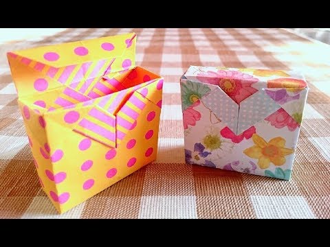 実用使い 折り紙１枚で ふたの閉まるハート付きの箱 Youtube