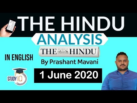English 1 June 2020 - The Hindu Editorial News Paper Analysis [UPSC/SSC/IBPS] Current Affairs