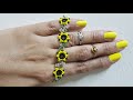 how to make sunflower bracelet. beaded bracelet with seed beads // by miss cool beaded jewelry