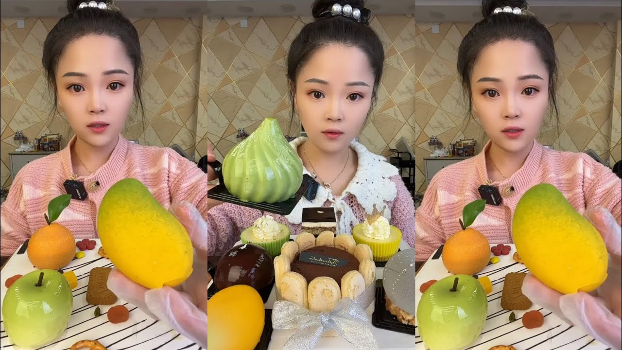 CHINESE MUKBANG SWEET FOOD (MOUSSE CAKE)@Xiao Yu Mukbang @Bingxin666 Mukbang EATING SHOW