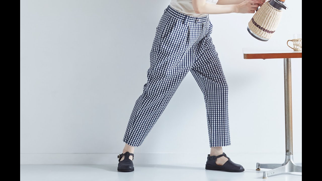cotton soccer ~gingham check~ tapered pants - atelier naruse
