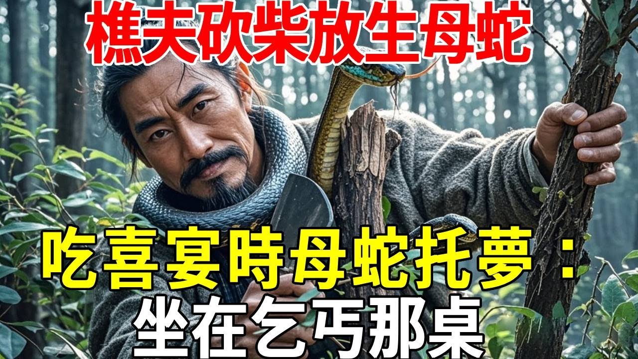 樵夫砍柴放生母蛇，吃喜宴時母蛇托夢：坐在乞丐那桌#蝴蝶飛飛 #民間故事 #奇聞趣事 #古代小說#懸疑#老年情感