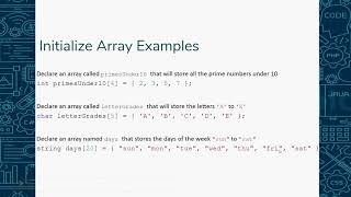 CS 1410 Arrays Lecture Part 1