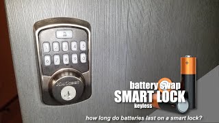 Replacing batteries on a Kwikset keyless lock - How long do batteries on a smart lock last?