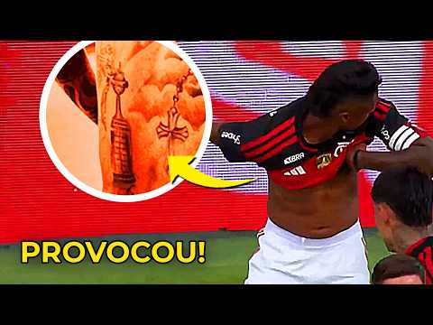 Bruno Henrique scores and taunts River Plate fans by showing off the Libertadores trophy