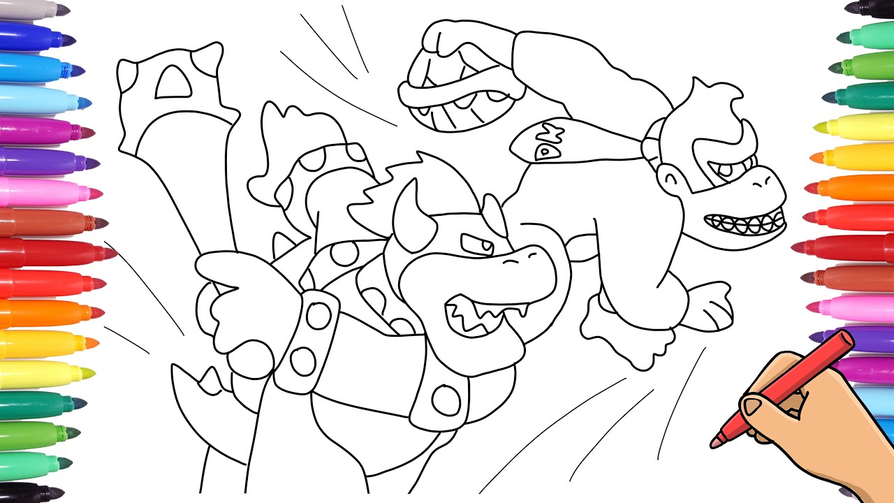 Desenho para colorir Mario e Sonic nos Jogos Olímpicos Tóquio 2020 : Boxe -  Donkey Kong - Bowser 8