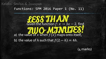 SPM Additional Mathematics 2016 Paper 1 Number 11 - Functions