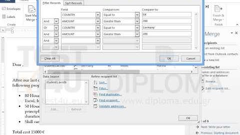 Define the current document as Letter type. Use Students file as recipient list. You will find...