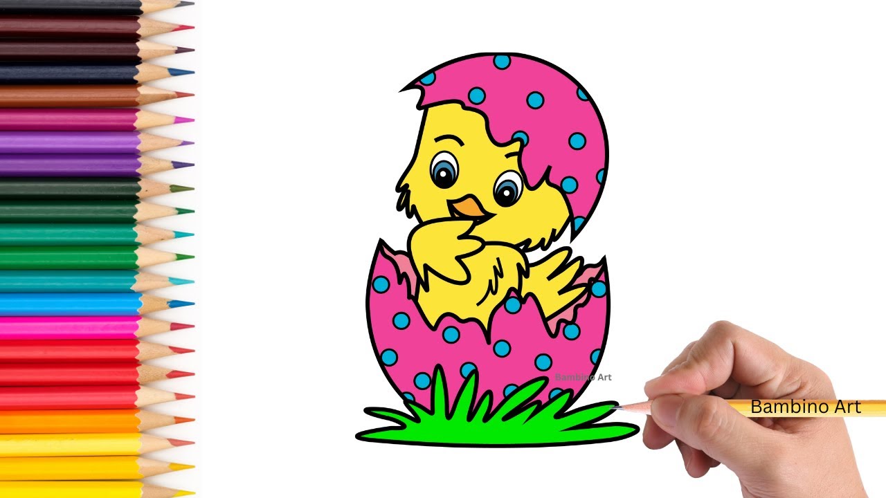 How to Draw an Easter Chick from Hatching Egg (Easter Drawing ideas ...