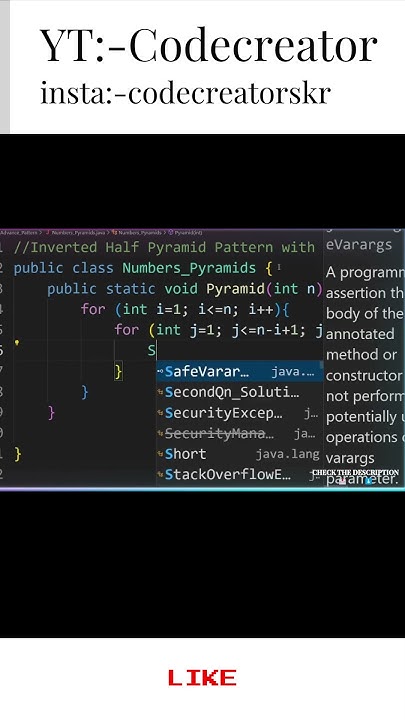Inverted Half-Pyramid Pattern With Numbers In Java 🔥| #codecreatorskr # ...