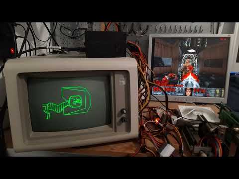 FastDoom dual screen (Hercules + VGA) dev build. Real-time automap on DOS.