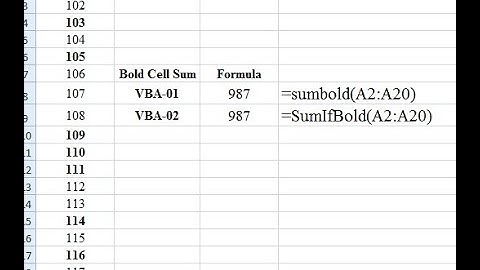 How to sum only bold cells in excel