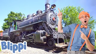 Blippi Explores a Steam Train | Trains for Children with Blippi | Train Song | Moonbug for Kids