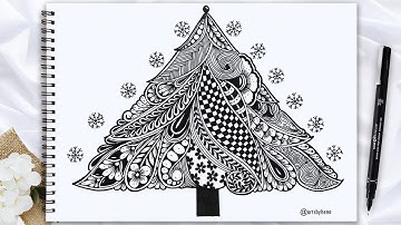 How To Draw Christmas Tree ✨ Zentangle Christmas Tree