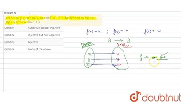 Let A = {x, y, z), B = {u, v, w} and f : A `rarr` B be defined by f(x) = u,  f(y) = v, f(z) =