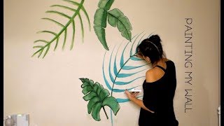 Time Lapse: Painting wall with tropical leaves