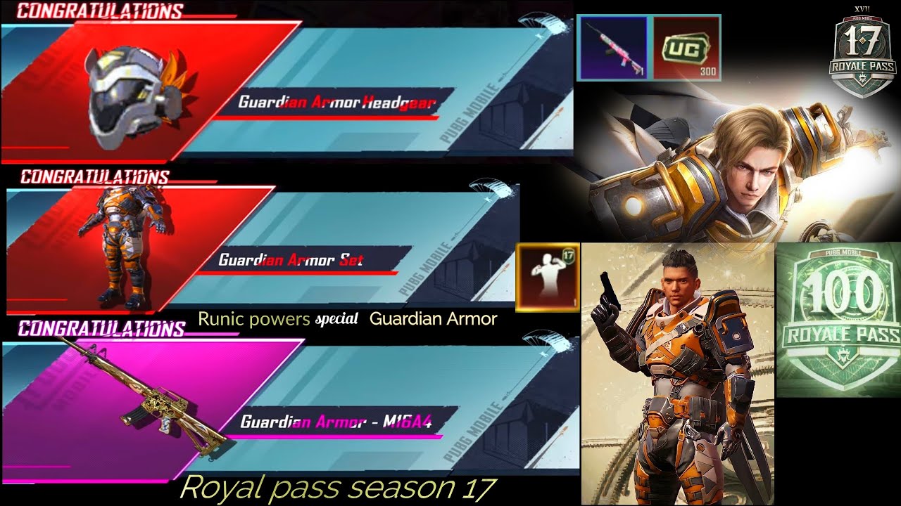 Season 17 100RP Guardian Armor + more pubg mobile - YouTube