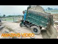 Công nông một khối chở cát cực mạnh , động cơ 24 ngựa 1 cầu | Máy xúc hitachi | Amazing truck