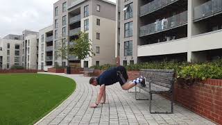 Plank Walkout w:Feet Elevated Bench