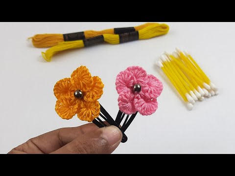 Beautiful Hair Clip Making Ideas With Wool - Super Easy Way To Make - Diy Woolen Flowers