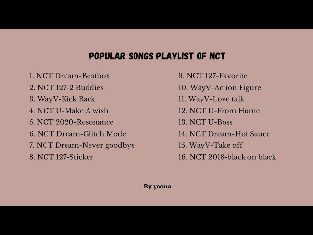 POPULAR SONGS PLAYLIST OF NCT class=